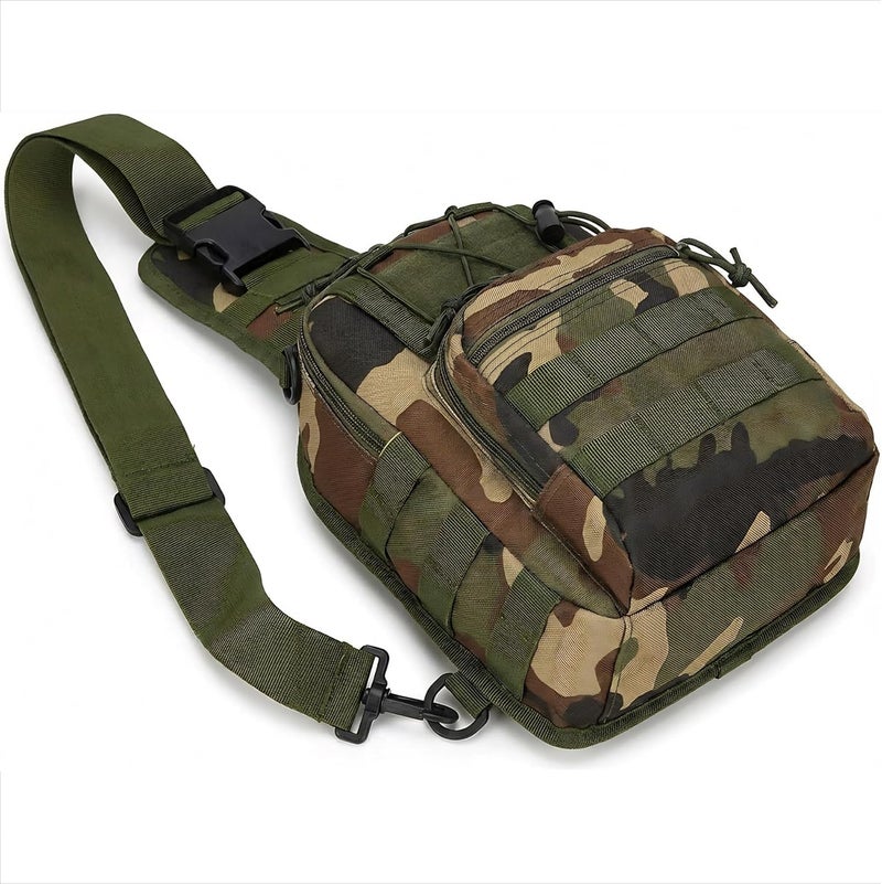 Viriber Tactical Backpack, Waterproof Military Cross-body Molle Sling Shoulder Backpack Chest Bag for Outdoor Every Day Carry Green Camo - Image 3